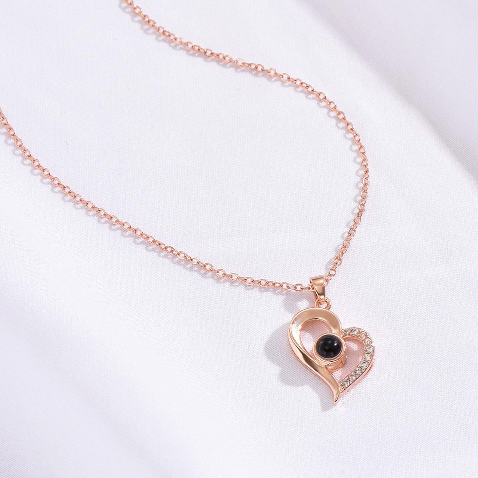 Collana di proiezione della foto di forma di cuore argento sterling 925 Personalizzato Collana della foto Pendente commemorativo per la sua mamma Giorno di San Valentino fatto a mano