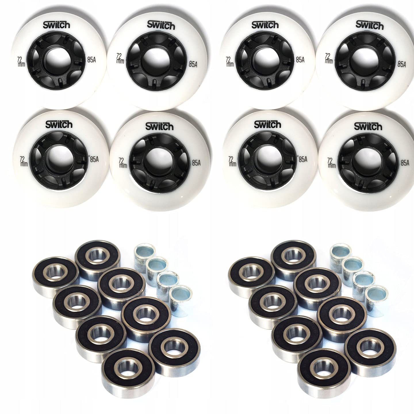 Switch Boards Ruedas para patinar (8 unidades, 72 mm, 85 A, con rodamientos ABEC 9, en línea)