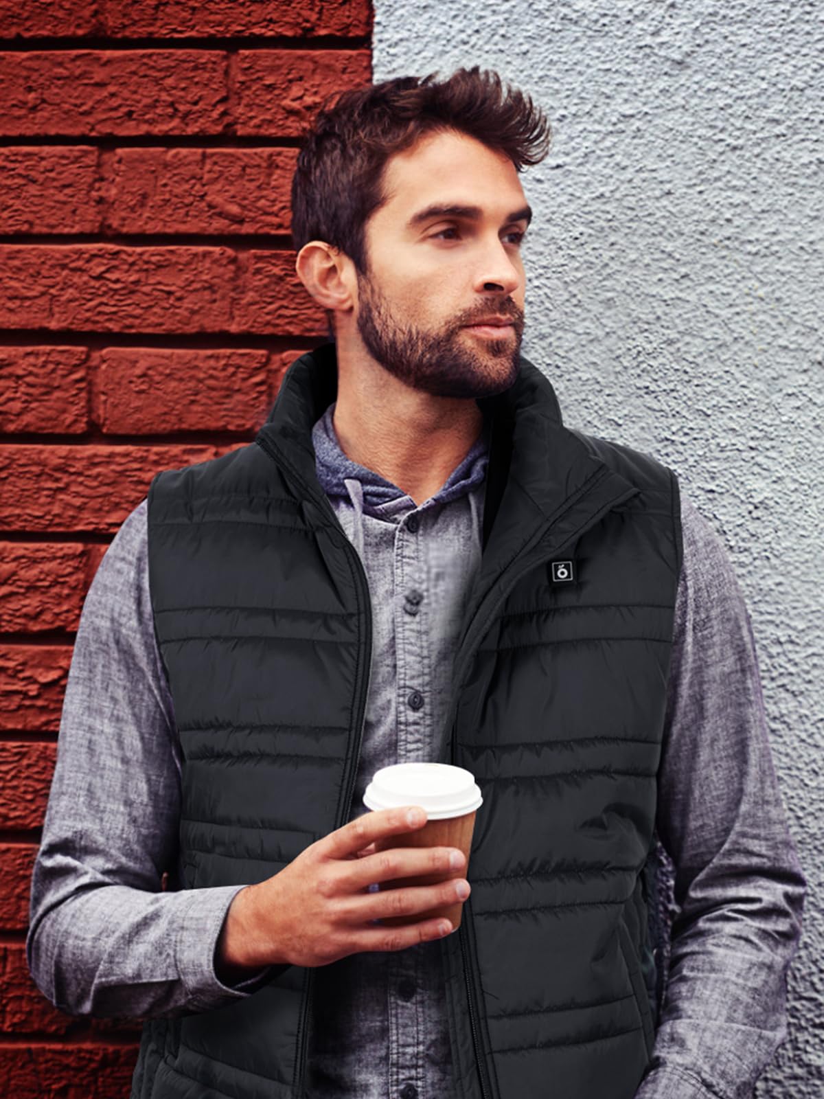 UNBON Gilet Riscaldato Uomo con Batteria USB 10000mAh, Giubbotto Riscaldato Uomo con 3 Temperature 6 Zone di Riscaldamento, Giacca Riscaldata Uomo Gilet Riscaldante Elettrico per Moto Caccia