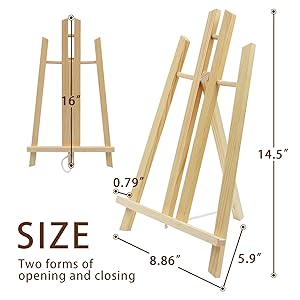 JOY SPOT! 6 Pack 16" Tabletop Easel, Portable A-Frame Tripod Wood Easel for Painting Party, Canvas, Display Stand for Kids Students Beginners