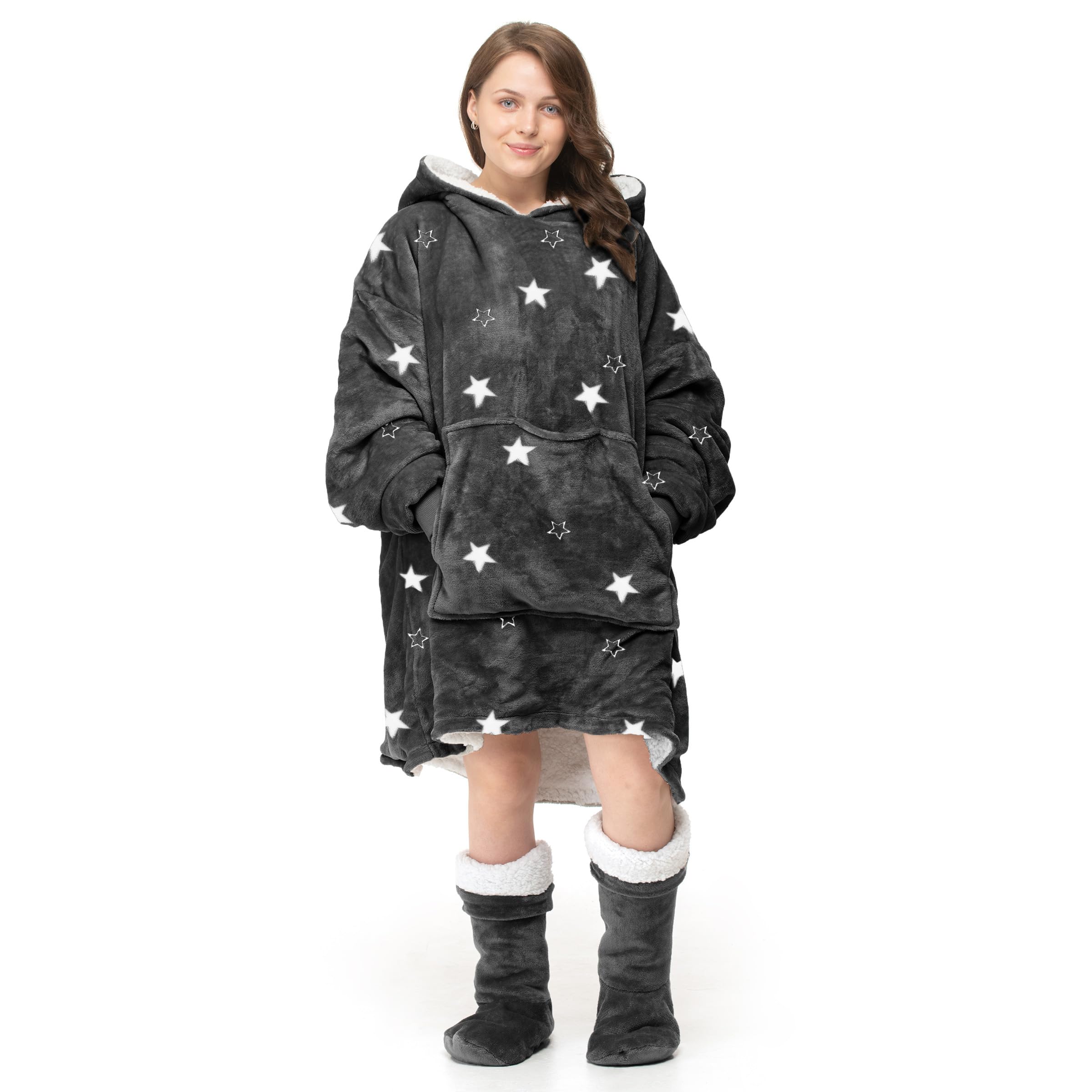 Oversize Hoodie Giant Sweatshirt Snug and Cosy Faux Fur Wearable Blanket Shaggy Fluffy Teddy Soft Hoodie Gift For Him Her with Pocket