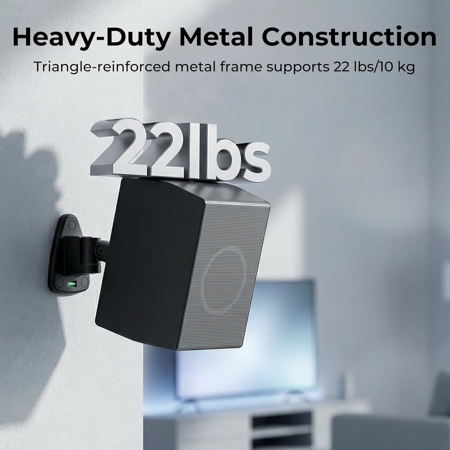 Upgraded Metal Speaker Wall Mount, Swivel & Tilt, Wall Speaker Mount for Small Speakers, Compatible with Samsung, Bose, JBL, Klipsch, Sony & Others, Wr Keyhole & Thread Hole, Hold up to 22lbs, 2 Pack