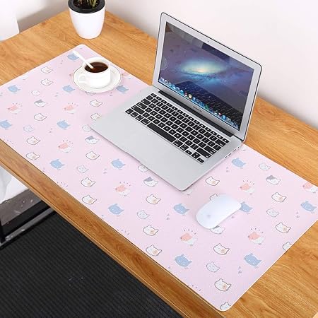 Amazon Co Jp Happymoon デスクパッド こども用 学習机マット パソコンテーブル用パッド 大型 Pu革 マウスパッド 防水 滑り止め ピンク 猫 90cm 42cm パソコン 周辺機器