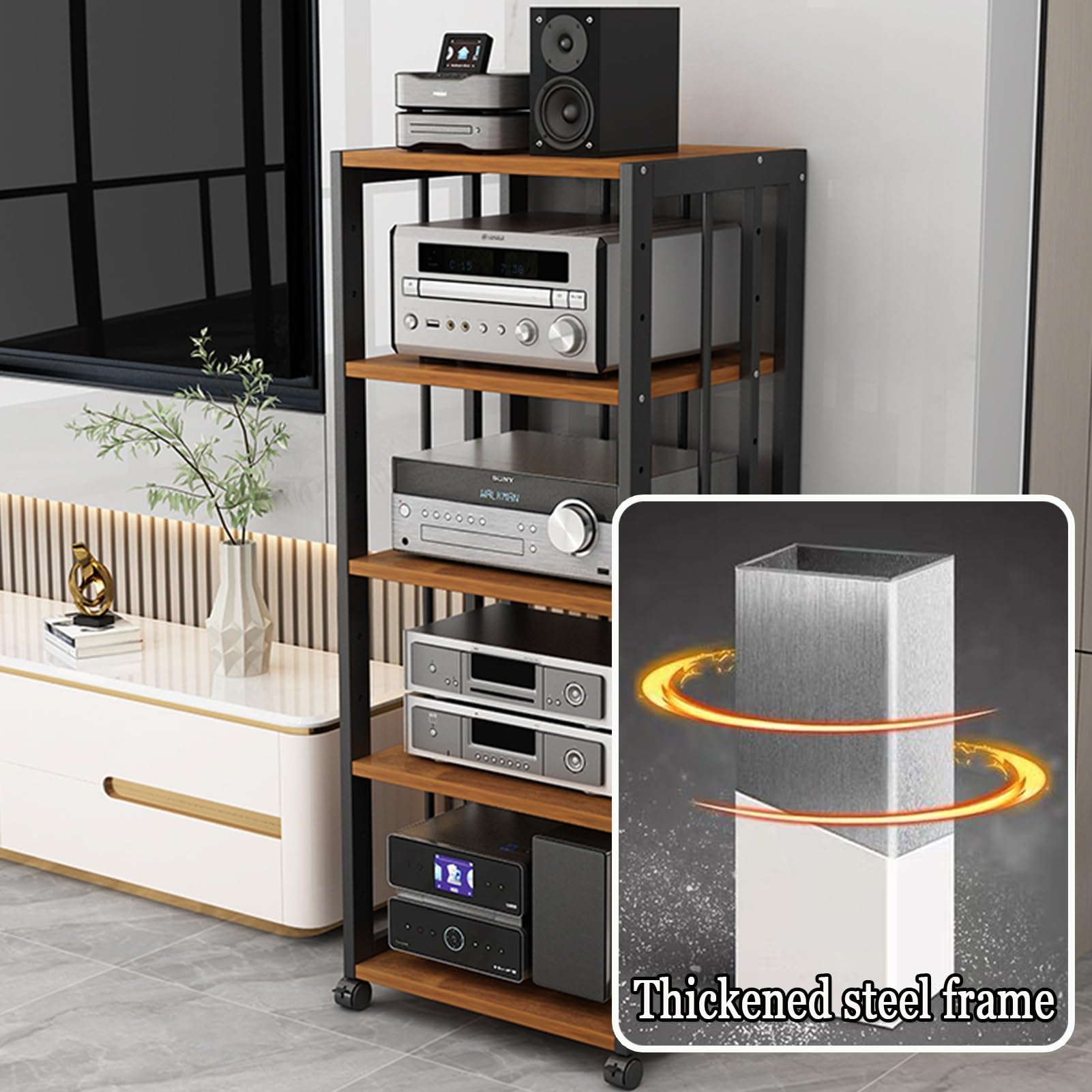 Amazon.com: LYXWGRZD 5 Tier AV Media Stand, Open Audio Rack
