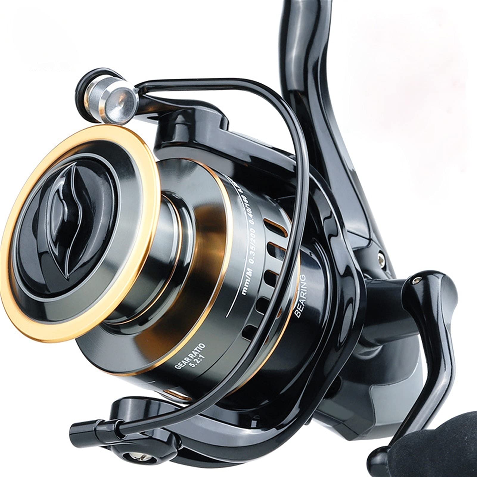 HNGM Fishing reel Fishing Reel HE7000 Max Drag 10kg 5.2:1 High Speed Metal Spool Spinning Reel Saltwater Reel Carp Reel Fishing Tools (Color : Black, Spool Capacity : 4000 Series) : Sports & Outdoors