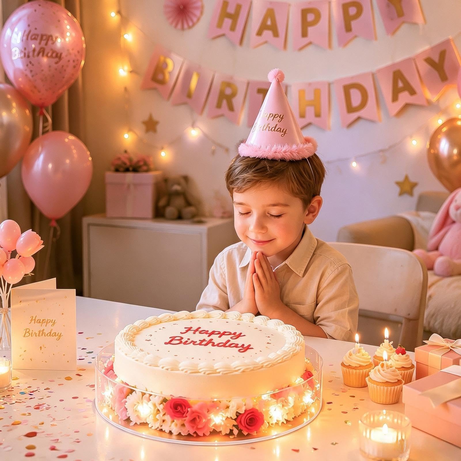 Generico Supporto per Torta per Festa 4 Pezzi Alzata in Acrilico con LED