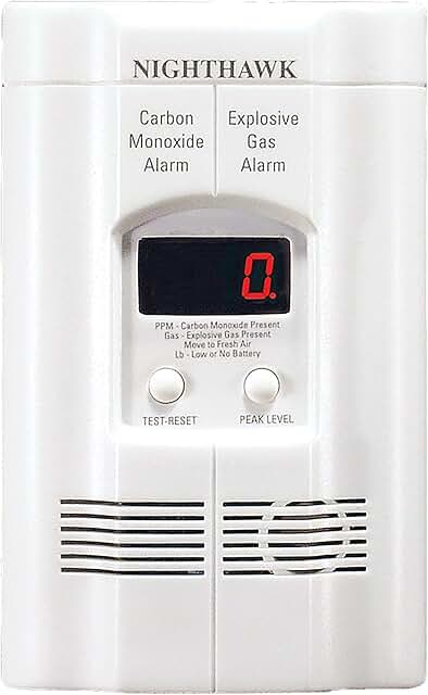 Kidde Nighthawk Carbon Monoxide Detector & Propane, Natural, & Explosive Gas Detector, AC-Plug-In with Battery Backup, Dig...