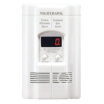 Kidde AC Plug-in Carbon Monoxide and Explosive Gas Detector Alarm | Nighthawk Sensor Technology | Model  KN-COEG-3