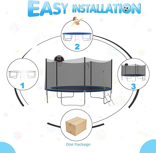 Miniatura 76 de Tranpoline - Tranpoline para exteriores de 16 pies, 14 pies, 12 pies, 10 pies, para niños y adultos, capacidad de peso de tranpoline de 300 a 1000
