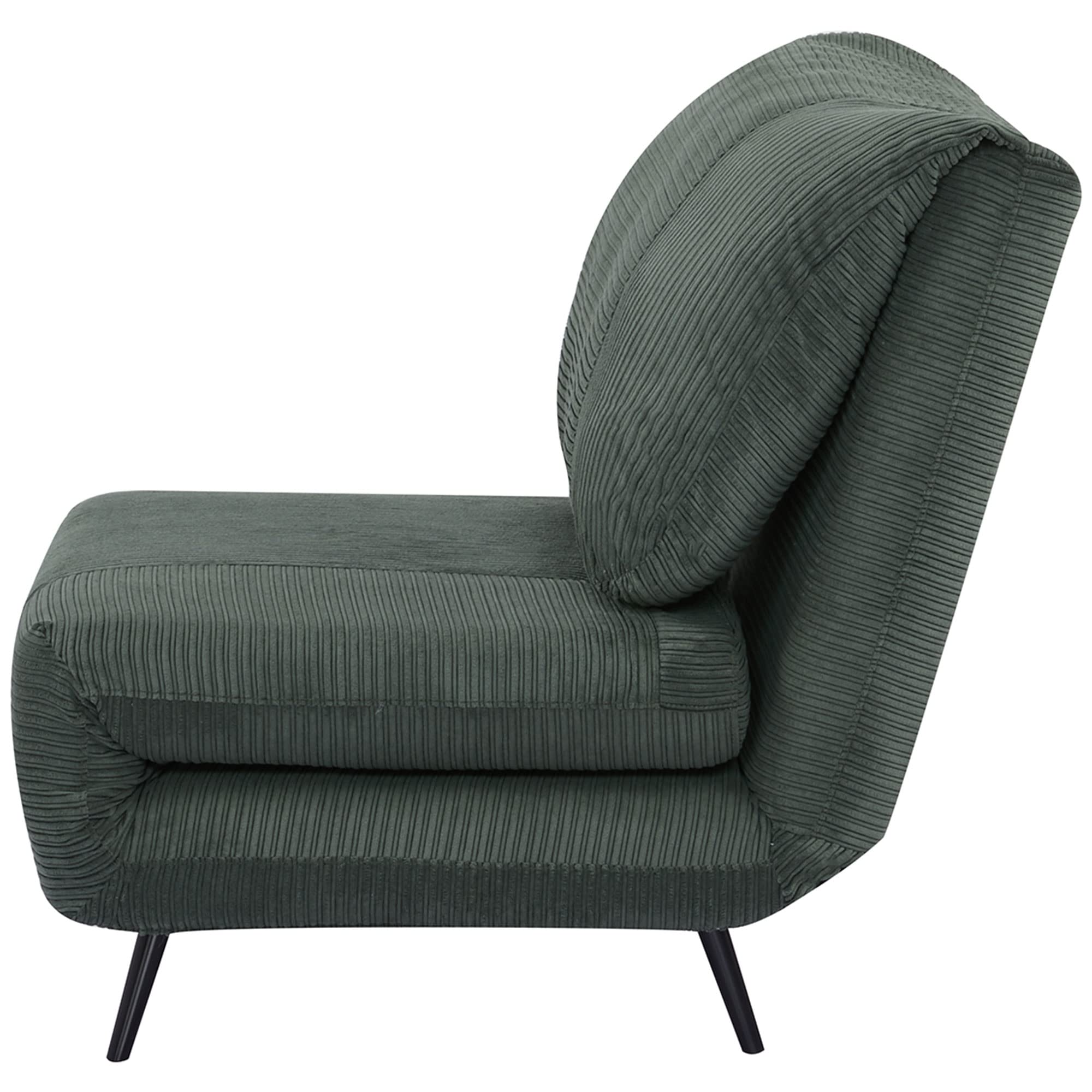 HOMCOM Poltrona Letto 2 in 1 Singola Regolabile su 3 Livelli con Seduta Extra-Large e Imbottita in Gommapiuma, Struttura in Legno, Acciaio ed Effetto Velluto Verde