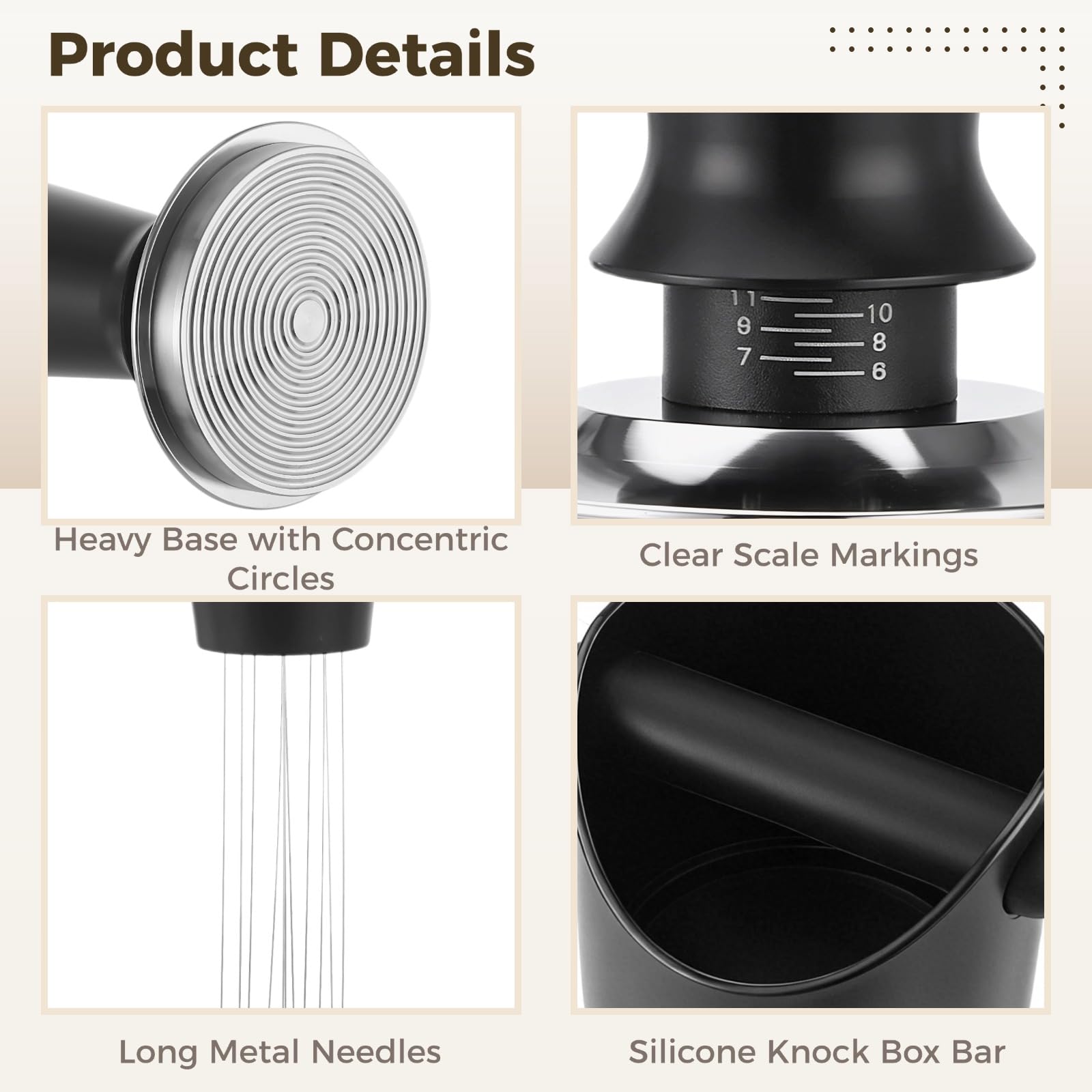 Zestaw akcesoriów do espresso, 58 mm, zestaw tamper do kawy z narzędziem dystrybucyjnym, lejekiem dozującym, ekranem krążkowym, pudełkiem i matą, narzędzia do przygotowywania kawy do ekspresu do kawy