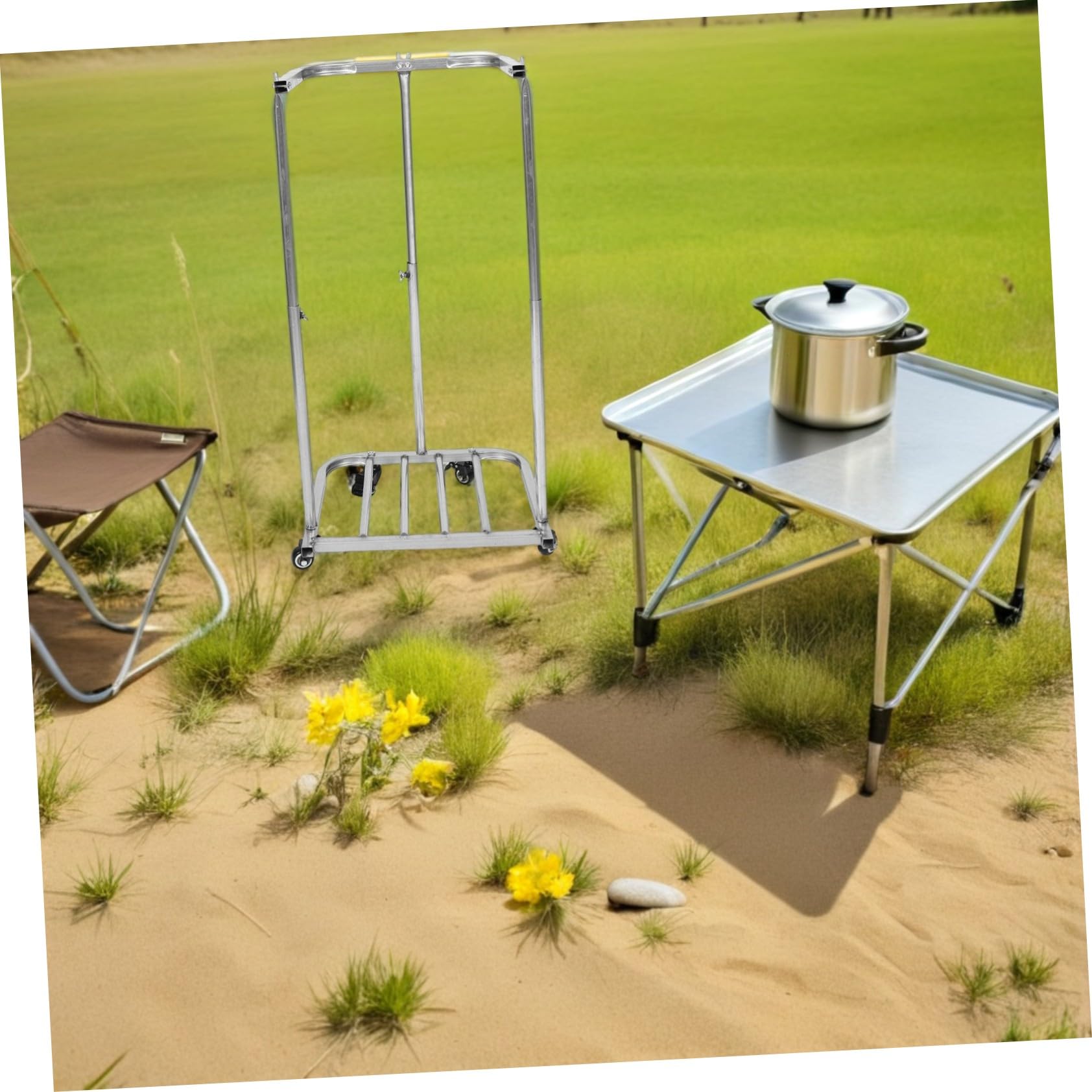 Soporte para Bolsas de Basura de Metal Resistente, Marco Plegable y Ajustable para Bolsas de Jardín, Portátil y Firme, Uso Agrícola y Exterior, Soporte Compacto para Acampar