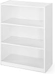 Mainstay' 3-Shelf Bookcase | Wide Bookshelf Storage Wood Furniture Bundle Set (White) (White)