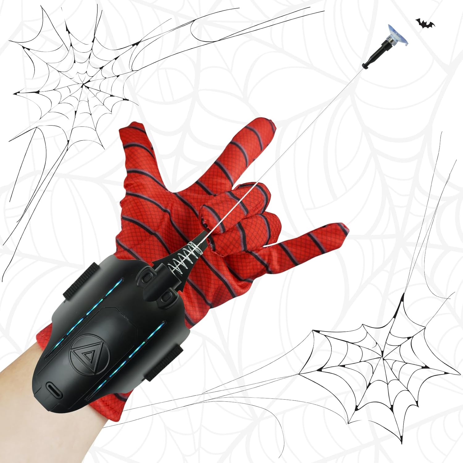 2.0 Upgraded LED Spider Web Shooter Launcher with Remote Rope Action & Glow – Superhero Spider Web Projection Toy, Perfect for Spiderweb Combat and Roleplaying (LED Version)