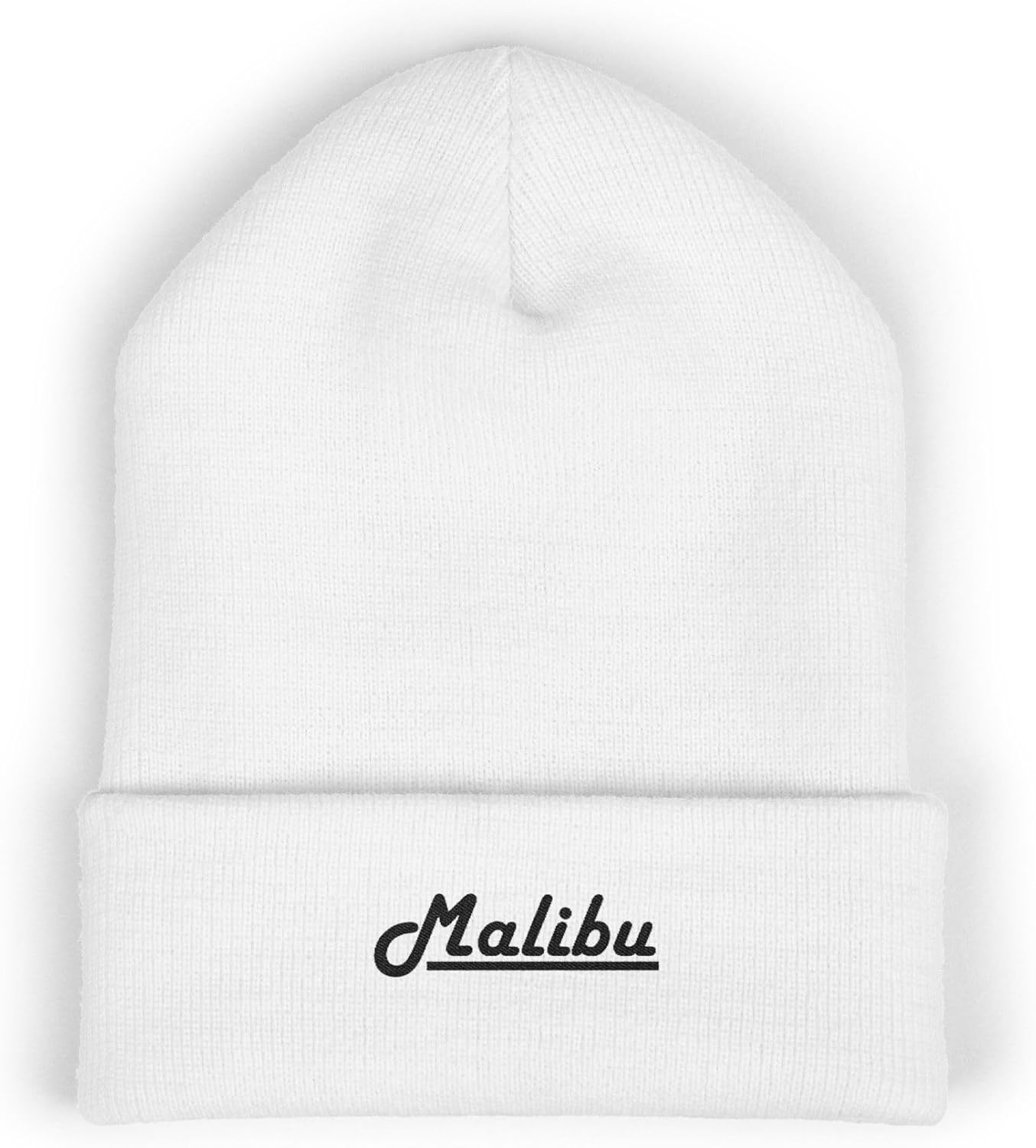Premium Classic Cuffed Beanie Hat 'Malibu' with Embroidery Message
