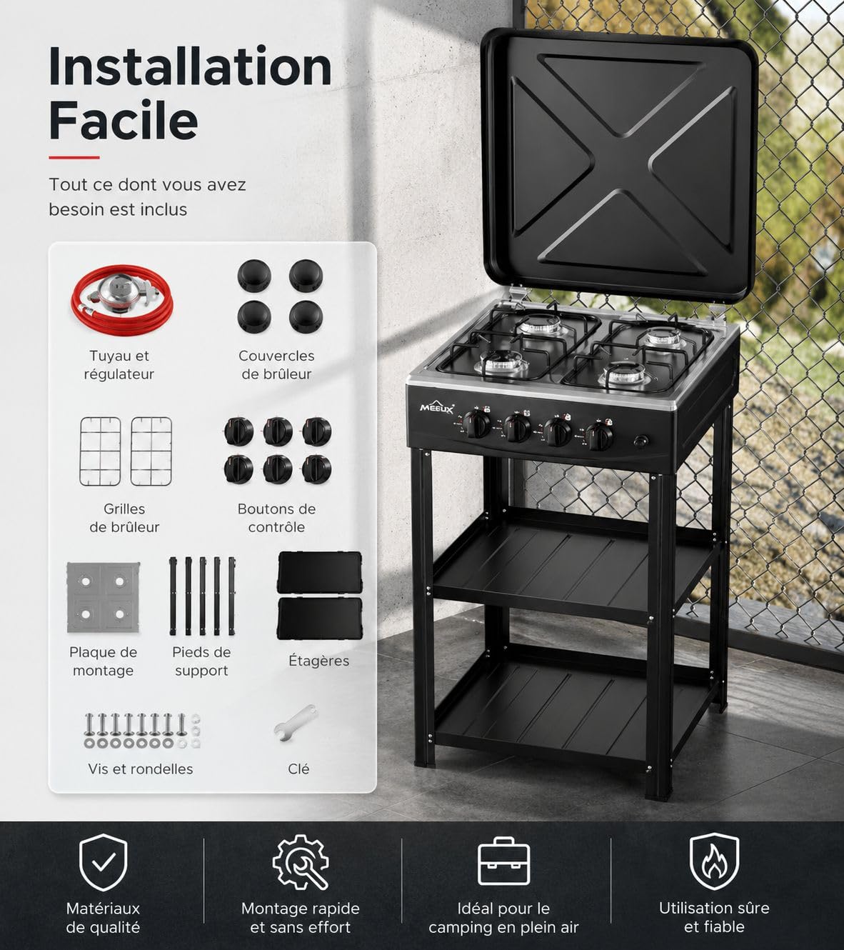 Réchaud à Gaz 4 Brûleurs 6,2 kW