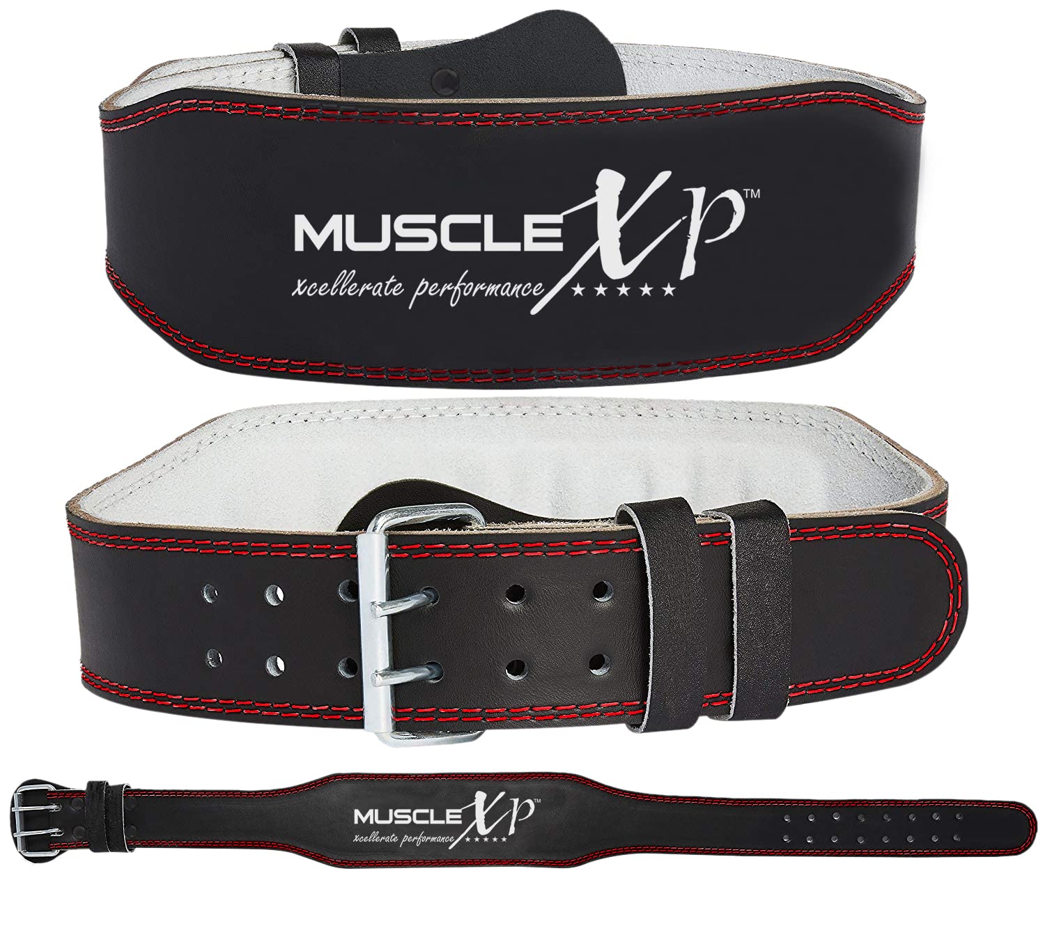 MuscleXP Leather Weight Lifting Gym Belt For Men and Women, Durable, Comfortable & Adjustable With Buckle, Fitness Gym Back Support For Heavy Weight Lifting, Black (XL Size) (B09W2CG23P) Amazon Price History, Amazon Price Tracker