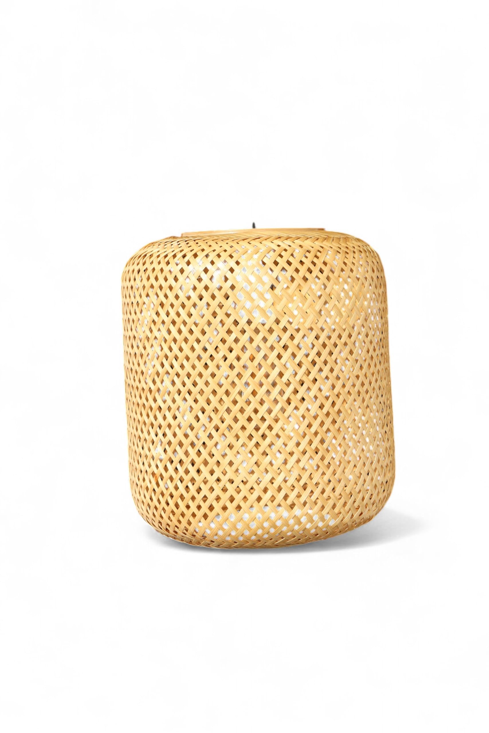 Handmade Bamboo Lamp Shade | Diamond Weave Special Design | Eco-Friendly Ceiling Hanging Light (Height 11", Length 10")-image-8