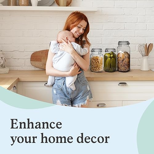 Miniatura 6 de Marbelous Juego de 3 tarros de vidrio con tapa hermética de 68 onzas con fianza de acero inoxidable y abrazaderas de gatillo