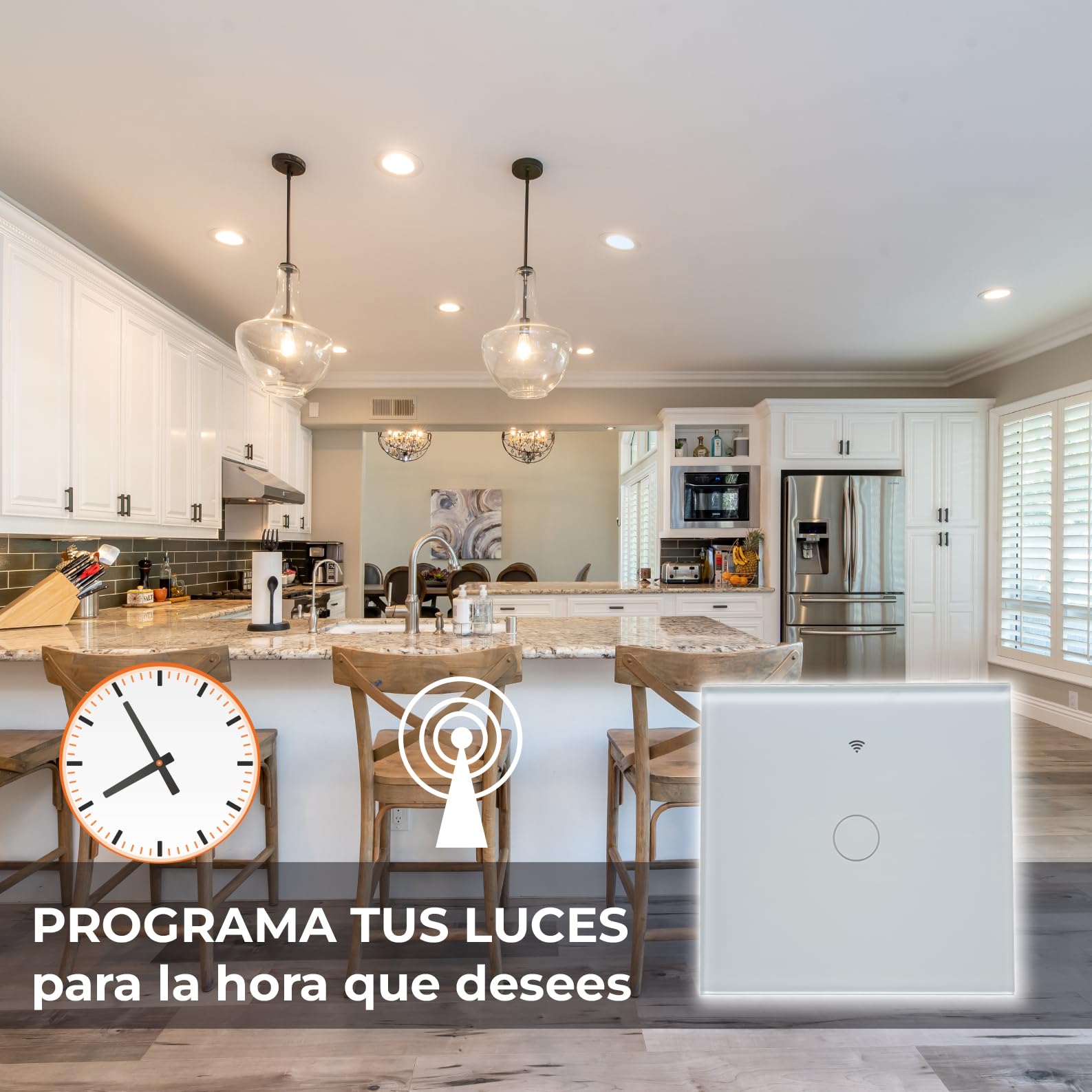 LED ATOMANT 4x Interruttore Vetro WiFi Senza Cavo Neutro App Smart Life | Pulsante a parete, Compatibile con Alexa e Google Assistant