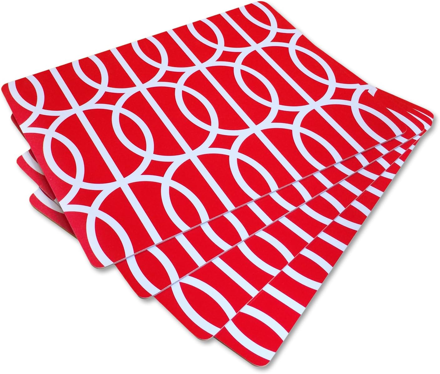 Quirky Cool Cork Back Designer Placemats, 4pc Set, Red (4 COLORS AVAILABLE)