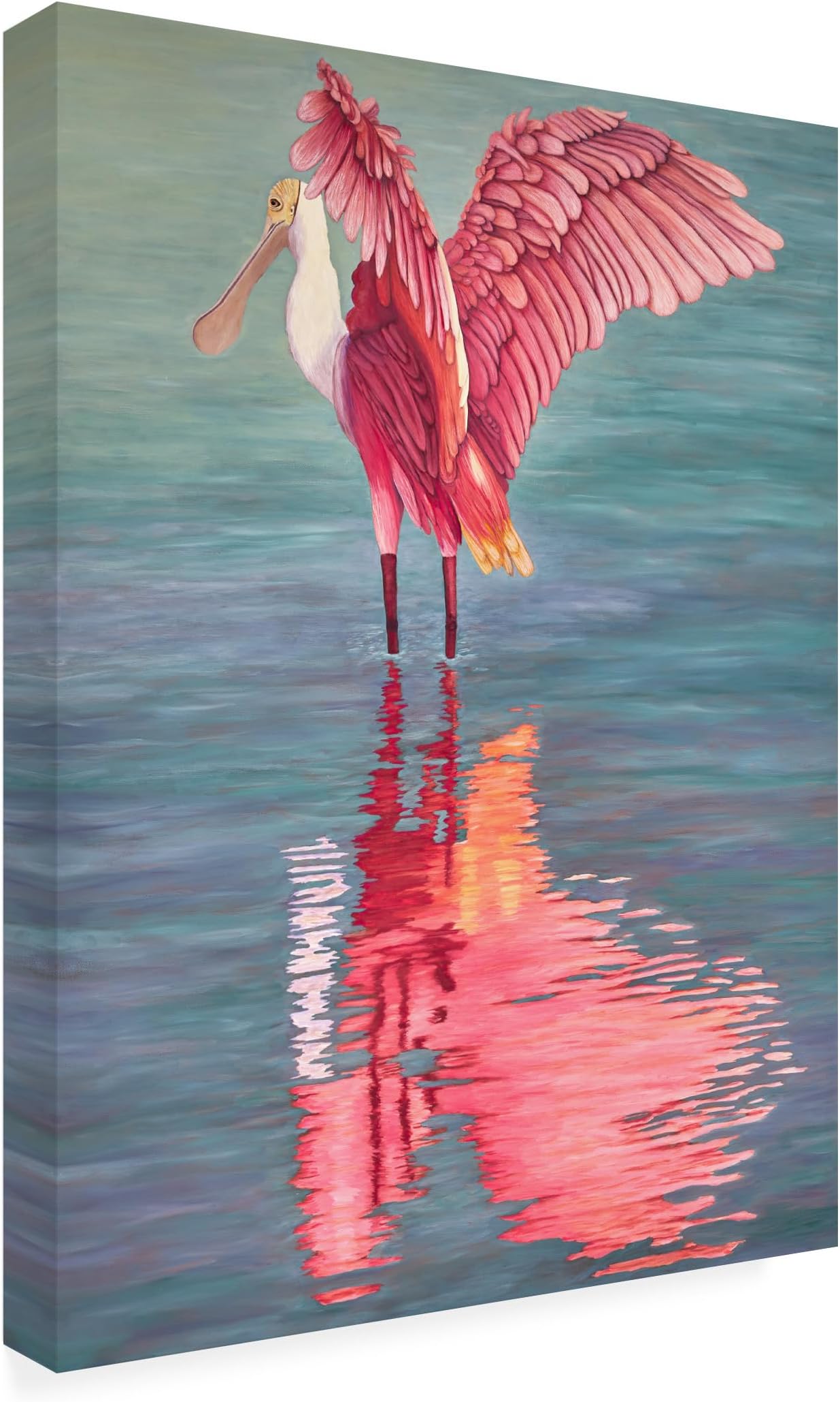 Wrapped Canvas Wall Art - Barbara Fallenbaum 'Roseate Spoonbill Mating Ritual Right' Wall Art for Living Room, Bedroom, or Office Décor - 18x24