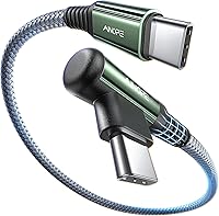 Vista 12 de AINOPE Cable USB C de 60 W, paquete de 2 cables USB C a USB C de nailon trenzado de 10 pies tipo C, cargador de carga rápida en ángulo recto USBC