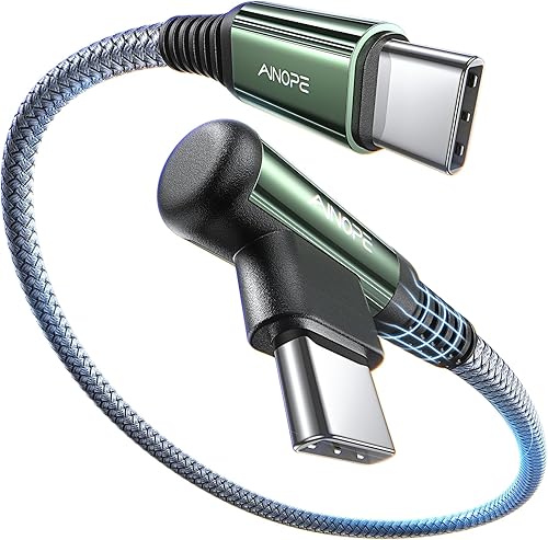 AINOPE Cable corto USB C a USB C de 1.5 pies, 1 paquete de 60 W, cable trenzado de nailon tipo C de carga rápida para iPhone 15 Pro Max Plus Samsung