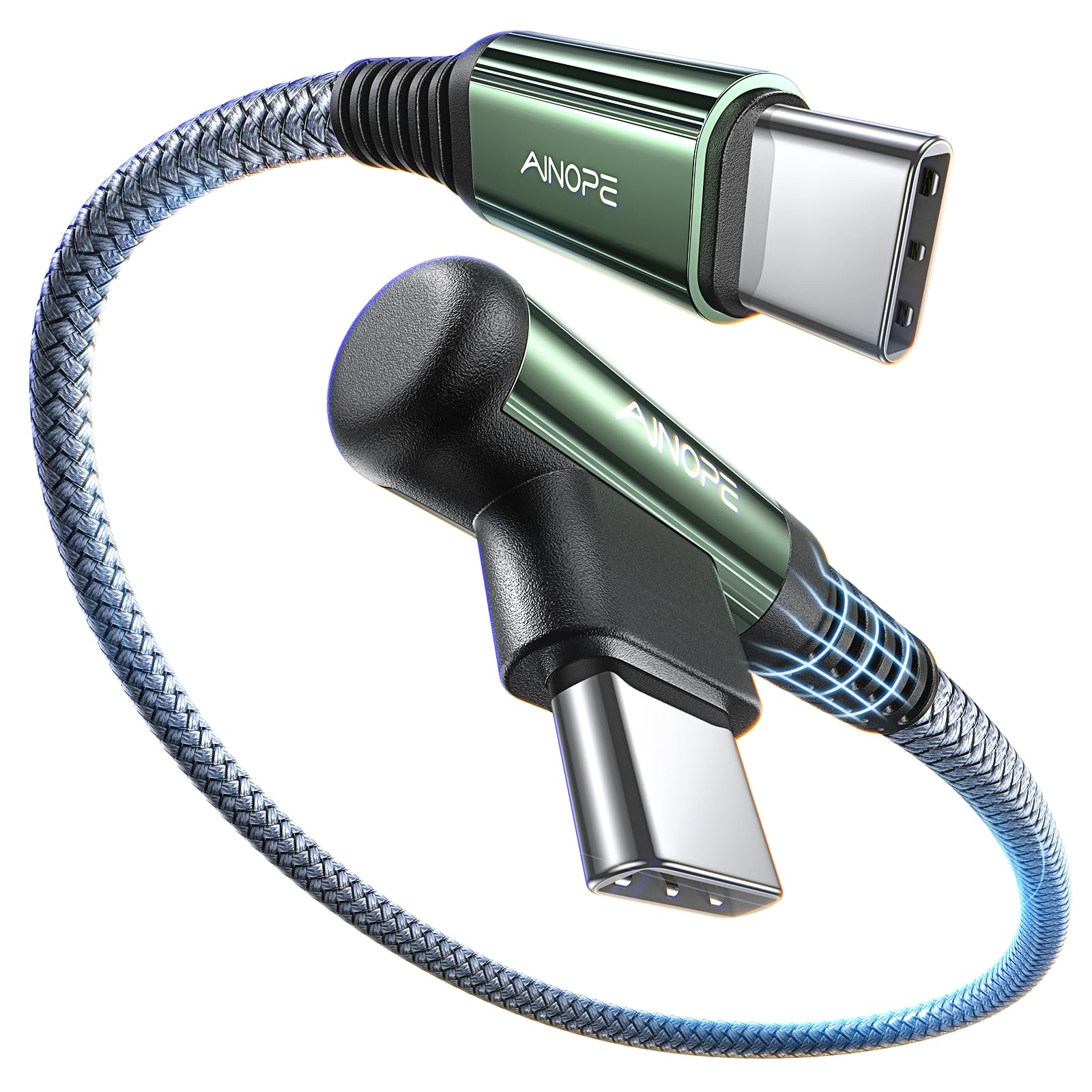 Short USB C to USB C Cable 1.5FT 1 Pack 60W Fast Charging Nylon Braided Type C Cable for iPhone 15 Pro Max Plus Samsung Power Bank Travel Essentials