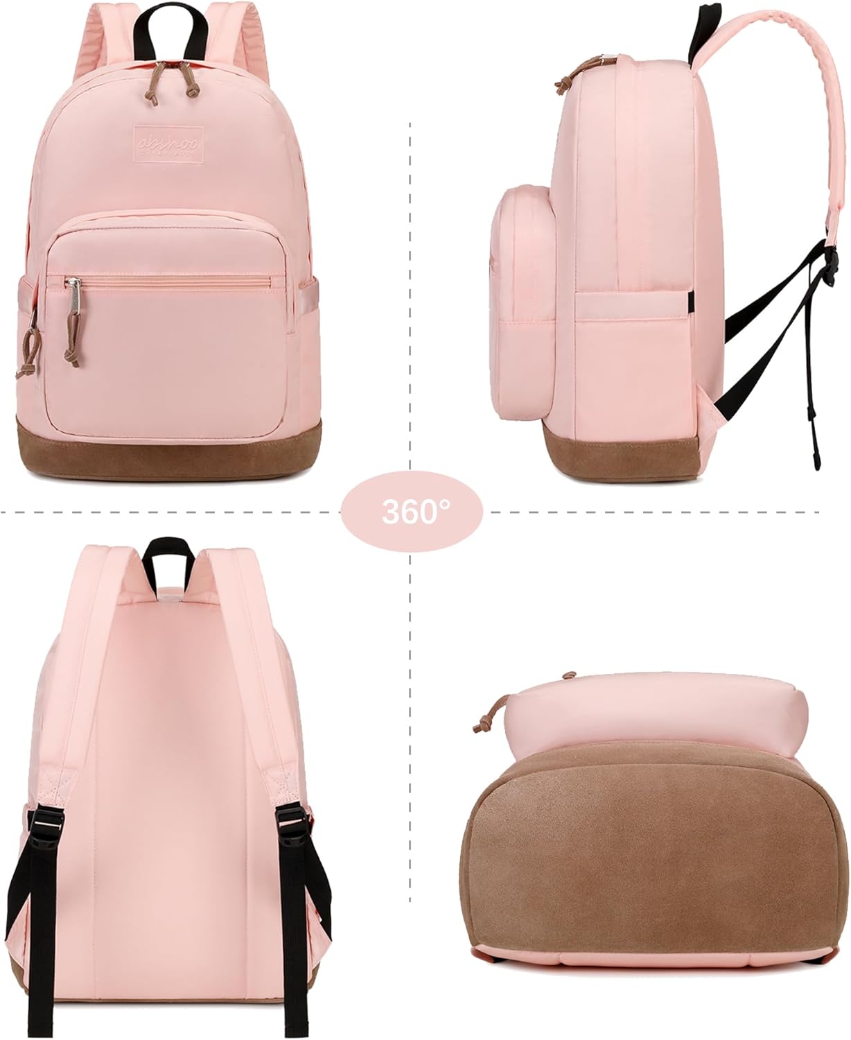 abshoo Basic School Backpack for Middle High School Bookbag for Teen Girls College Backpacks Travel Daypack (Pink) - Image 6