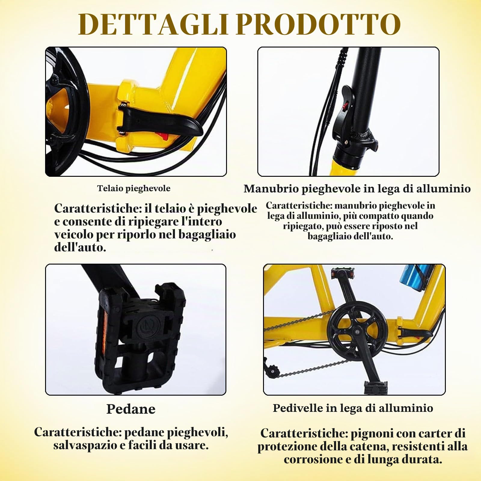 Bici Elettriche,Triciclo Elettrico,Triciclo Pieghevole,E-Bike A 2 Posti,Batteria Rimovibile,Bicicletta Elettrica A 3 Ruote con Telaio Ribassato,Triciclo per Adulti E Genitori Yellow