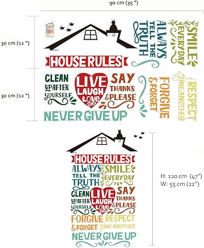 Miniatura 4 de Runtoo Pegatina de Reglas de la Casa Pegatinas de Citas Inspiradoras para Pared Adhesivos Decorativos para la Familia Decoración de la Sala de Estar
