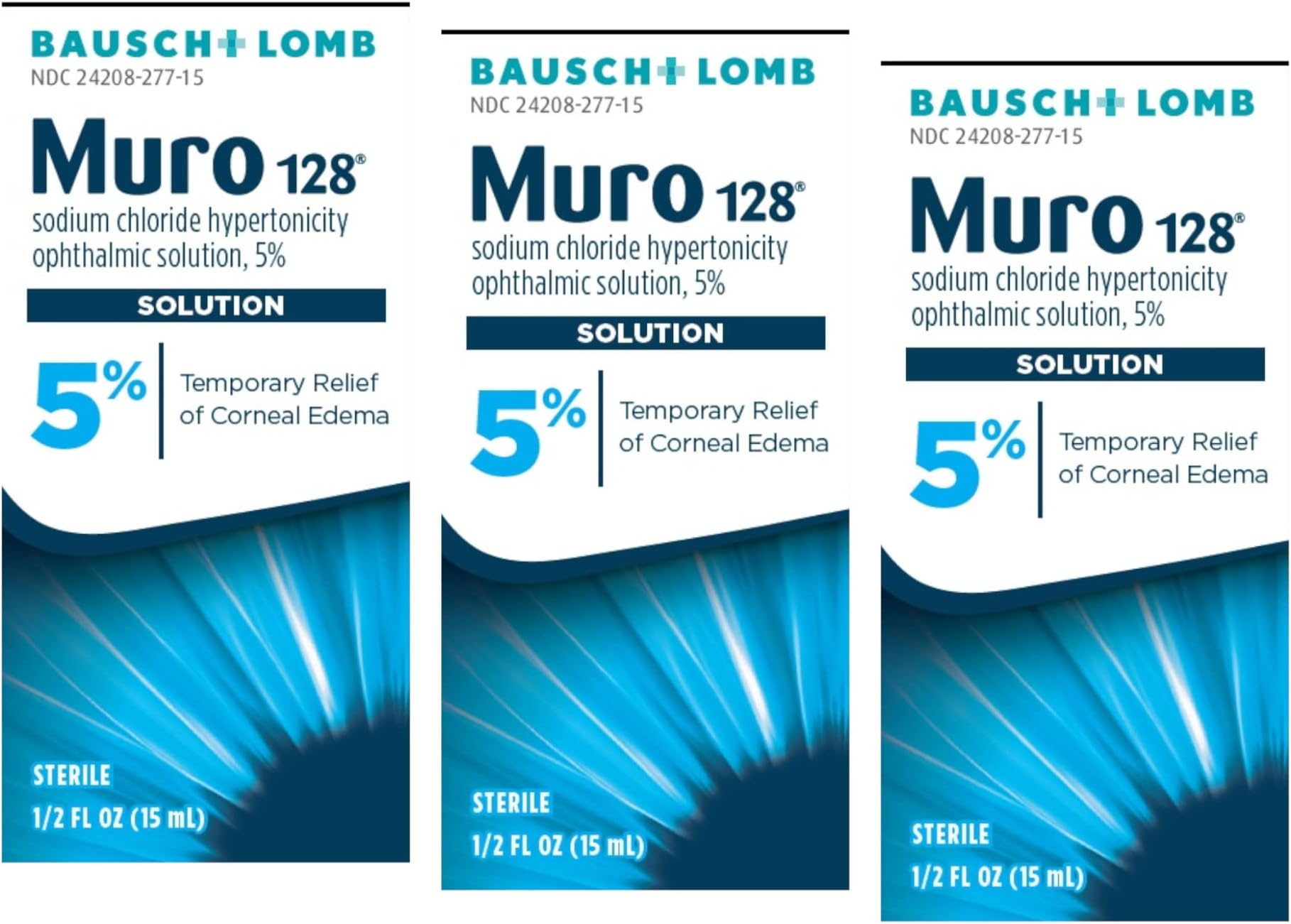 5% Sodium Chloride Hypertonicity Ophthalmic Solution, from Bausch + Lomb, 0.5 Fl Oz (15 mL) - 3 Pack
