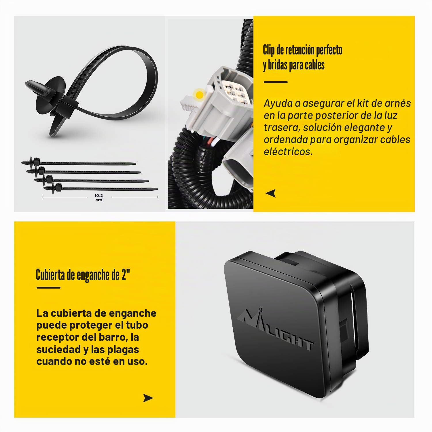 Nilight JK61A Kit de Receptor de Enganche para Remolque de Parachoques Trasero de 2 Pulgadas, Compatible con Jeep Wrangler JK 20072018 de 4 Puertas y 2 Puertas ilimitadas, con arnés de cableado de
