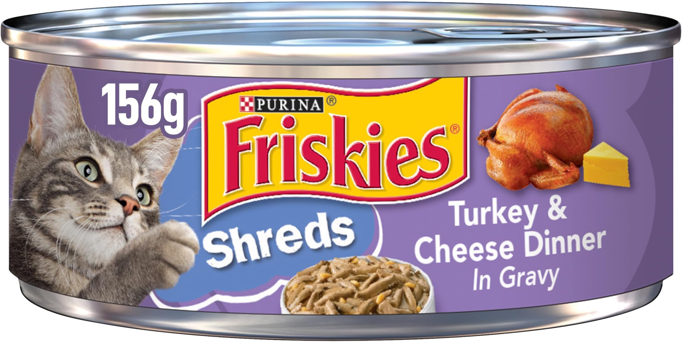 Friskies Savory Shreds Turkey & Cheese Cat Wet Food 156g