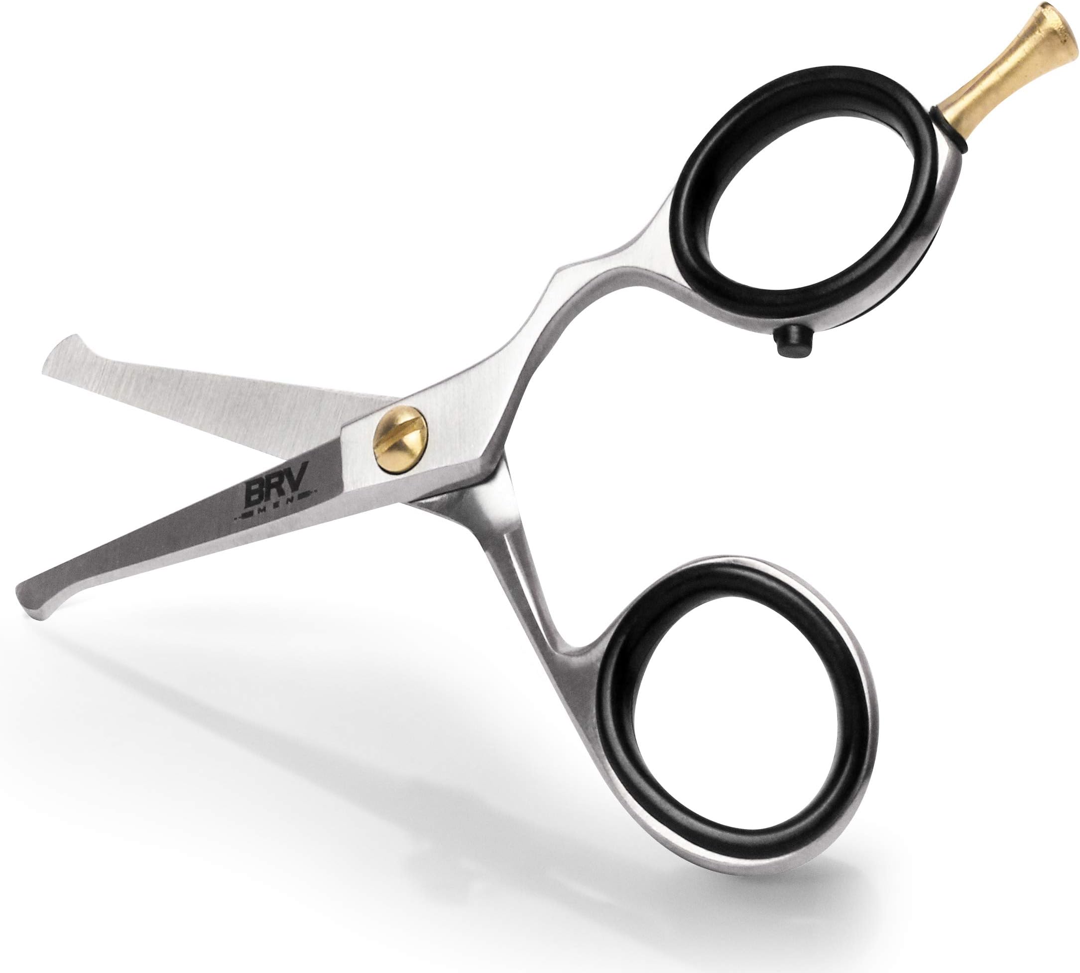 Rounded-Tip Scissors, 10.6cm (4.2") - High Carbon Stainless Steel - Beard, Moustache, Nose Hair, Ear Hair Trimming - Professional Grooming Scissors (Silver)