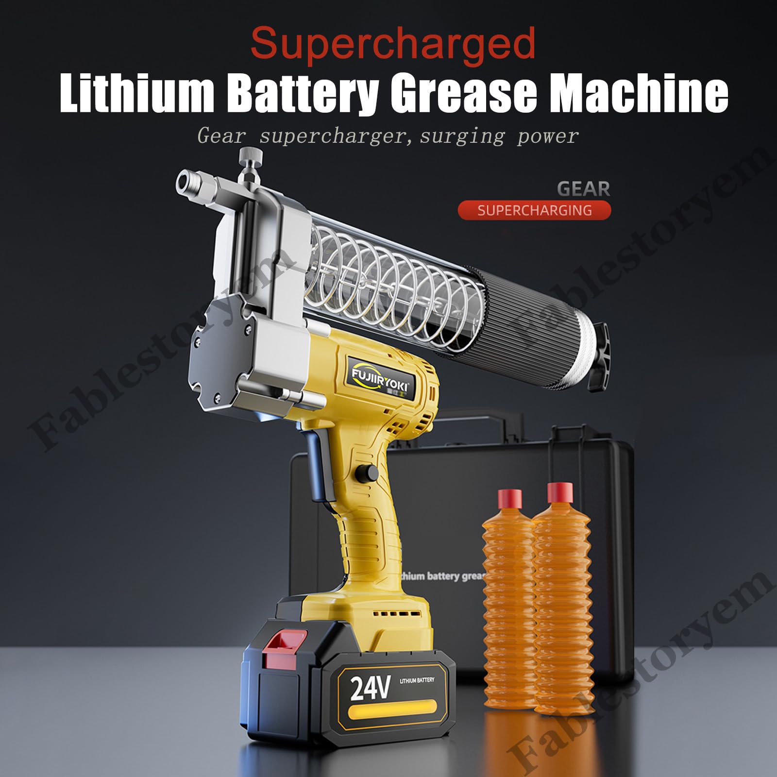 Bomba de Engrase Eléctrica de 24V, [potente Actualización 2024] Pistola de Engrase Inalámbrica con Mangueras de 12000 Psi,Manguera Dura,con Baterías de 19800mAh y Cargador,Luz LED,2 battery