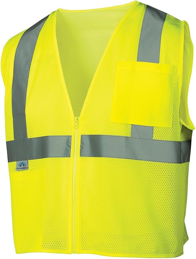 Pyramex RVZ21 Series Safety Vest Class 2 Economy Vest Hi Vis Lime 3X Large | Economy