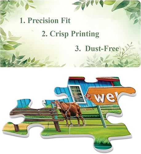 Miniatura 4 de Farm Country Barn Puzzle para adultos de 1000 piezas, rompecabezas de flor y pájaro y vaca, rompecabezas de paisaje de montaña natural