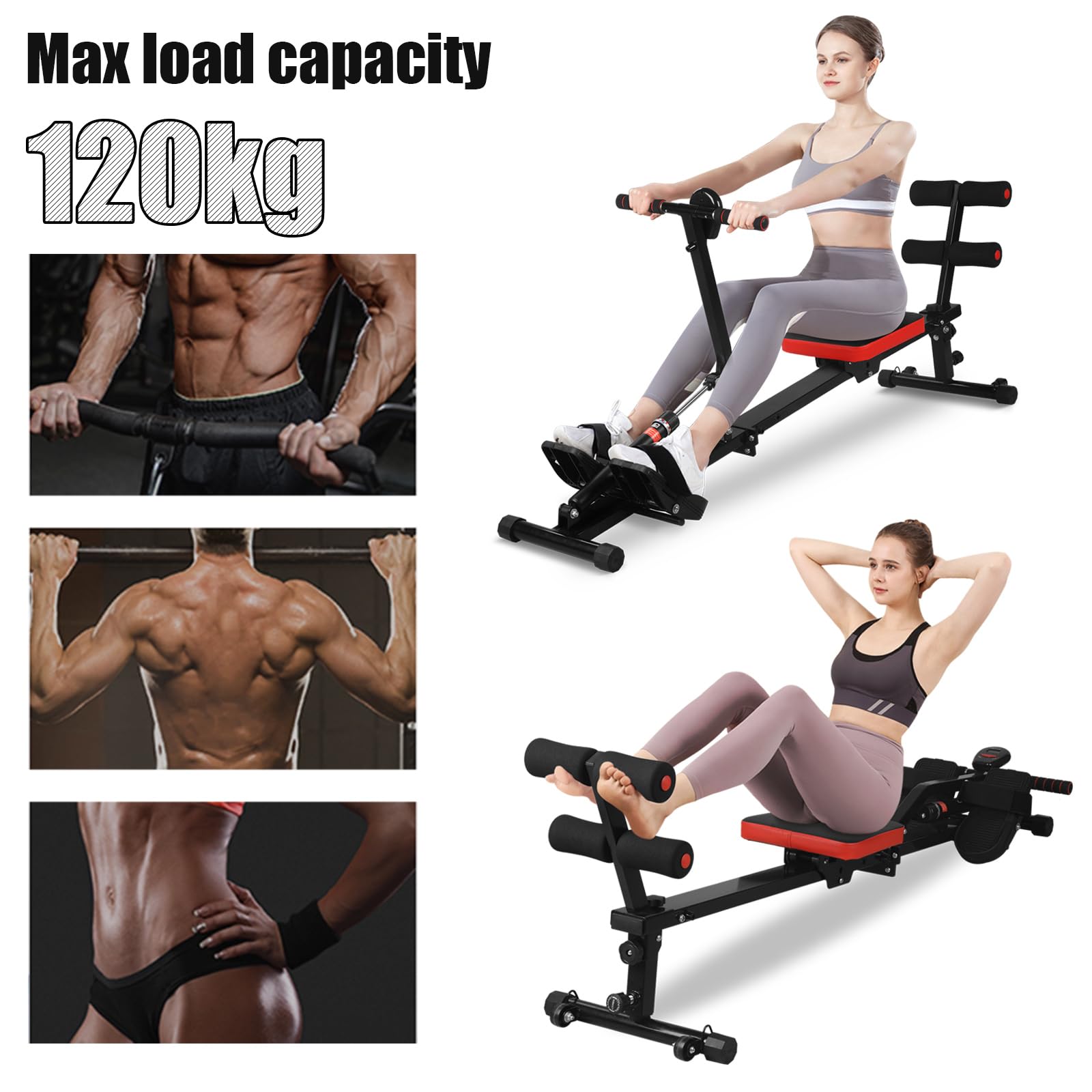 Rudergerät Für Zuhause - 12 Stufen Widerstand, LCD Display, Bis 180kg, Faltbar