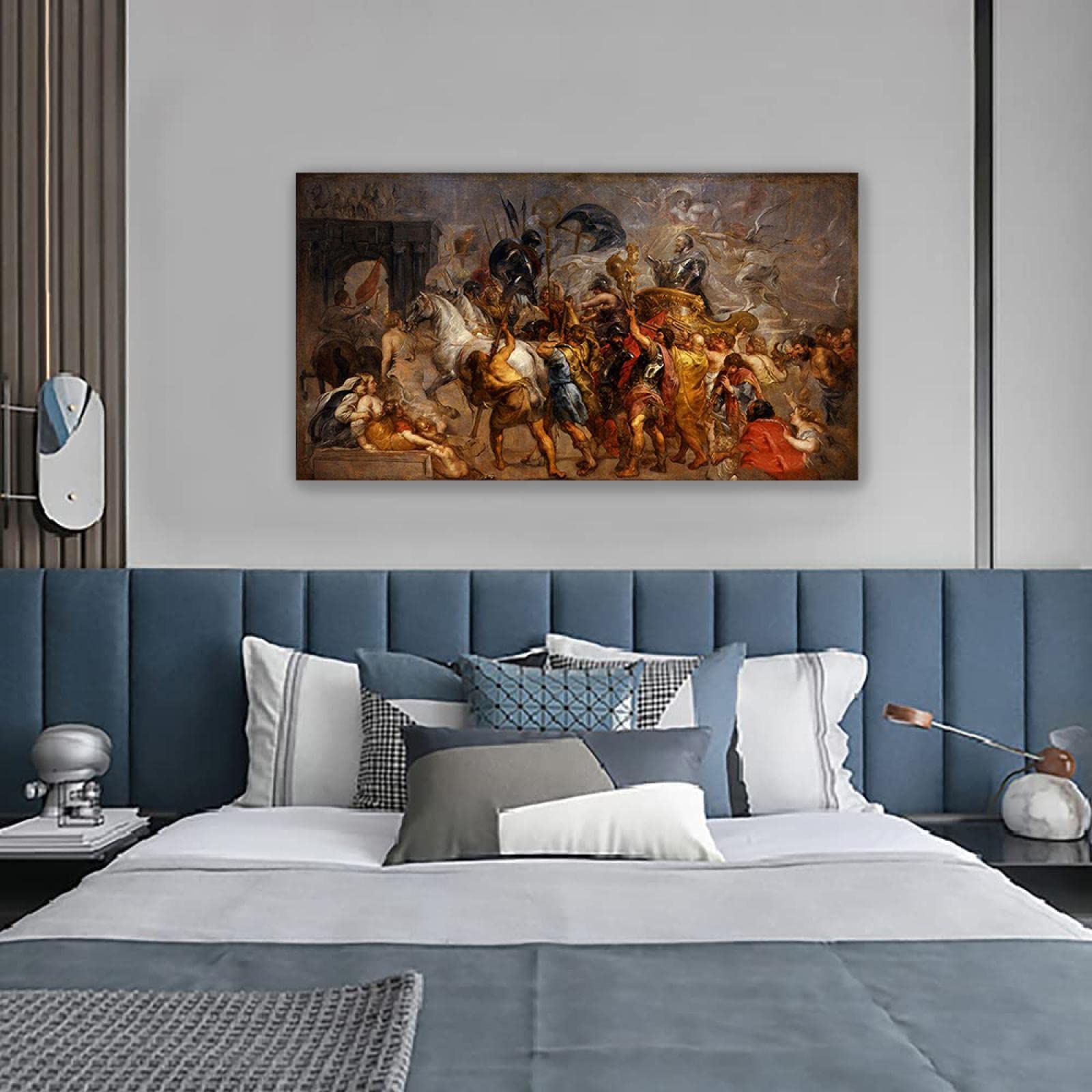 Gerahmt.Leinwandbilder von Peter Paul Rubens. Berühmte Leinwand gemälde Druck Auf Leinwand. 'Triumphaler Einzug Heinrichs IV. in Paris'Poster und Kunstdrucke. Reproduktionen Wandbild 20x40cm(8x16in)