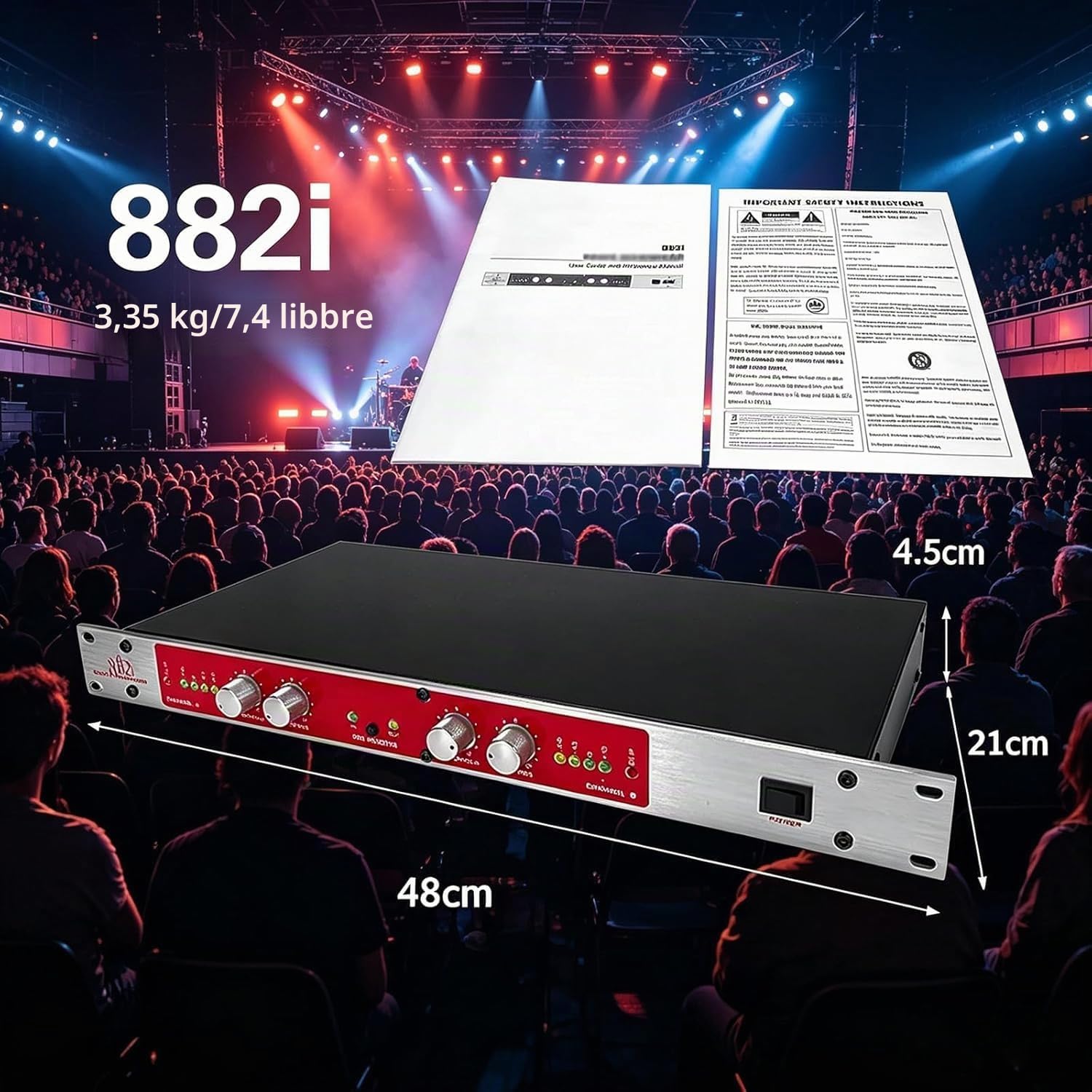 Processore Audio Professionale, Processore Vocale 882I Autotune con Regolazione della Frequenza degli Alti/Bassi, per Karaoke in Casa, Performance
