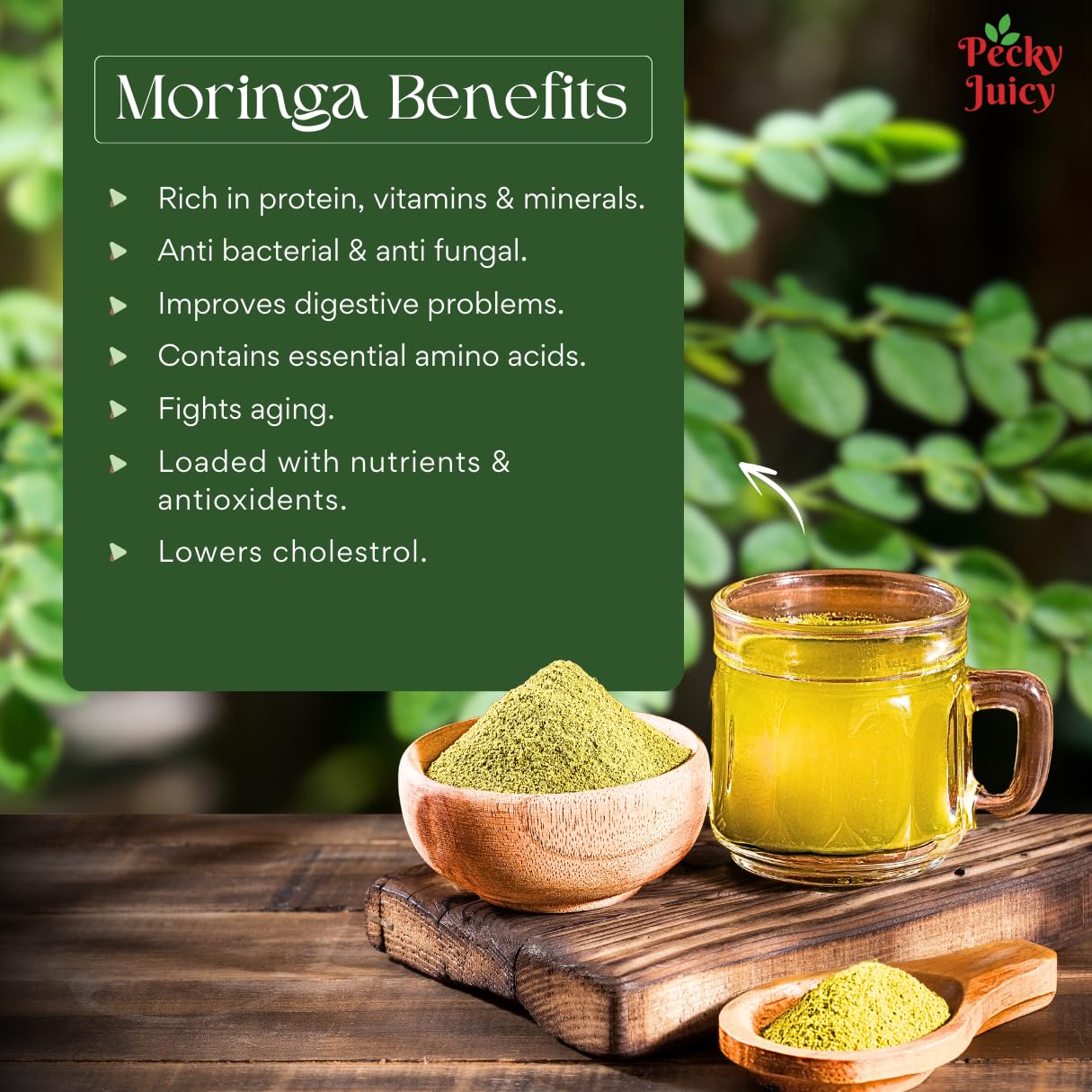 100% Pure Moringa Powder 180g with FREE 5g Scoop by Pecky Juicy, Pure Botanical Powder for DIY Beauty Wellness - Image 3