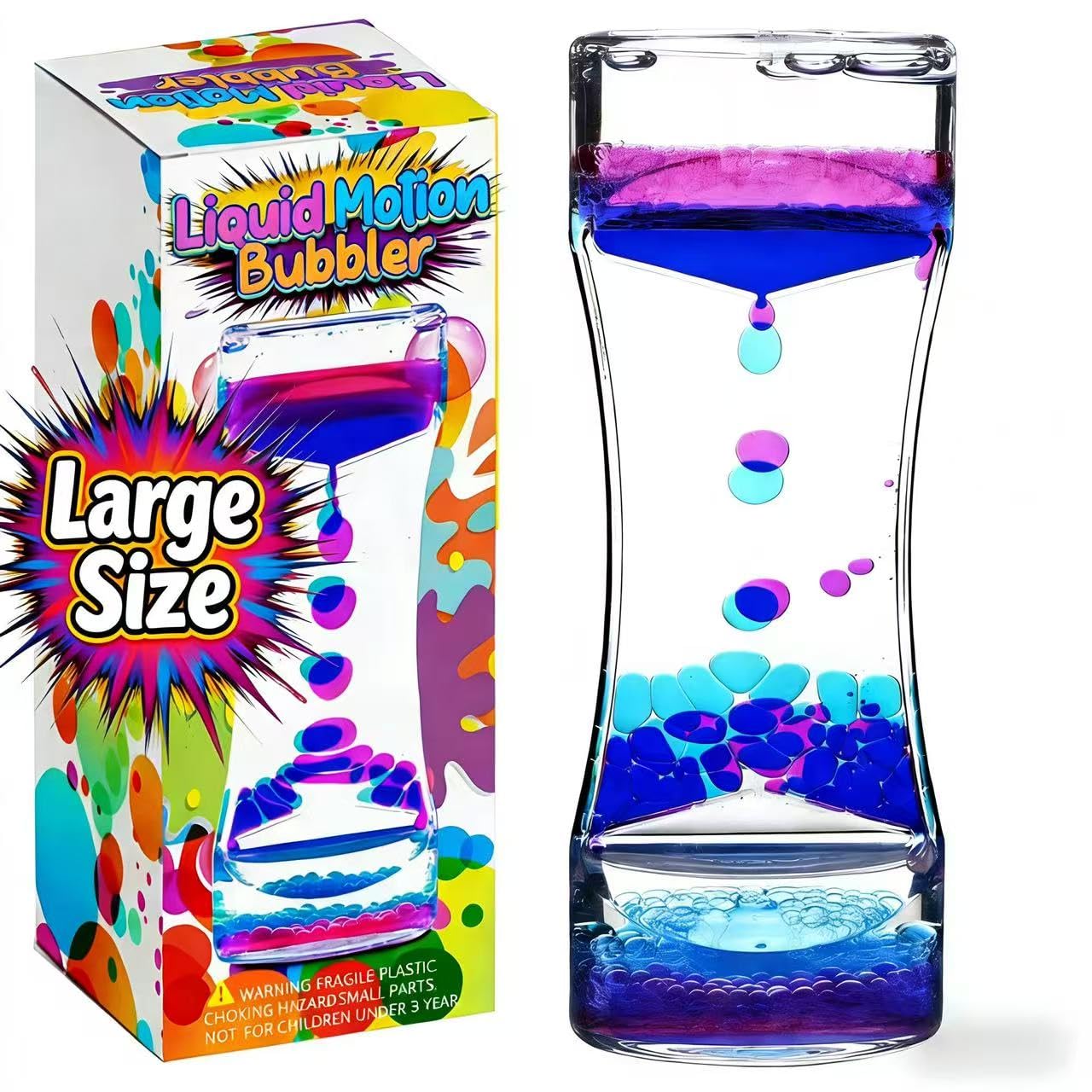 YUE MOTION Liquid Motion Bubbler Visual Sensory Toys, Liquid Bubbler for Kids and Adults– New Big Calming Bubbler Toy- Colorful Liquid Hourhlass for School Supplier, Novelty Gifts, Desk Decor
