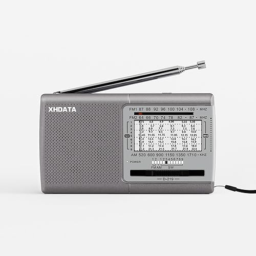 Miniatura 1 de XHDATA D219 Radio portátil AM FM de onda corta funciona con pilas, pequeña gran radio de recepción con buen sonido, conector de auriculares para