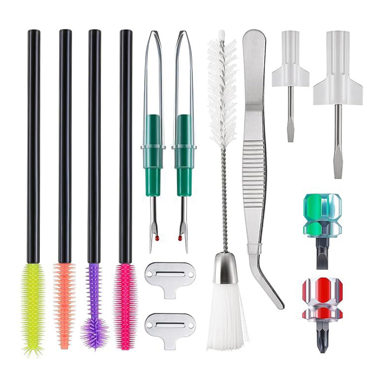 14Pieces Sewing Machine Accessories Flat Crossed Head Screwdrivers Tweezers Double Headed Lint Brush and Seam Unpicker Sewing Machine