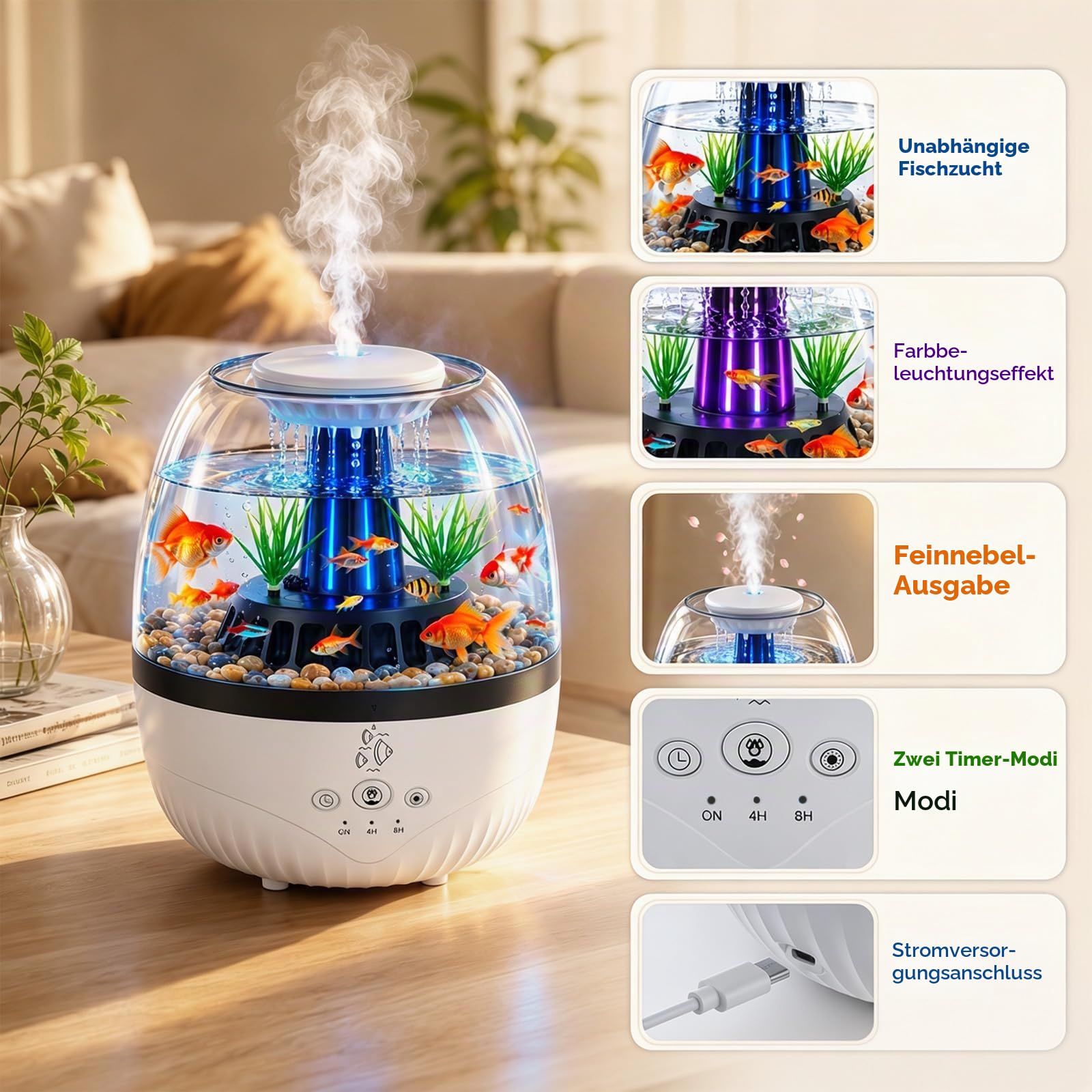 3 in 1 Regentropfen Luftbefeuchter, 350ML Aromatherapie Diffuser mit Mikrolandschaften, 7 Farben LED, 2 Timer Einstellung, Aroma Diffuser für Ätherische Öle für Zuhause Büro Schlafzimmer
