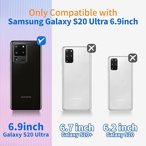 Miniatura 2 de LISEVO (3 en 1) Funda holográfica de corazón para Samsung Galaxy S20 Ultra 5G de 6.9 pulgadas, bonitos corazones transparentes para mujeres y niñas,