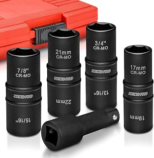 02282B 1/2-Inch-Drive Impact Socket Set, Flip Socket Set, Chrome Moly Steel, Includes 3-Inch Bar Extension, 8 Deep SAE and Metric Sizes, 5 Pieces