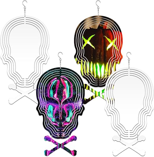 Paquete de 4 hilanderos de viento de sublimación de 8 pulgadas, escultura de viento de metal de aluminio 3D, molinillos cinéticos para patio y